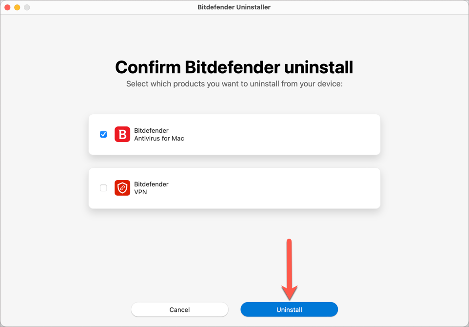 Bitdefender Antivirus for mac - Avinstallera