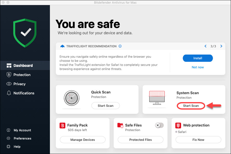 Skanna en Mac med Bitdefender Antivirus for Mac