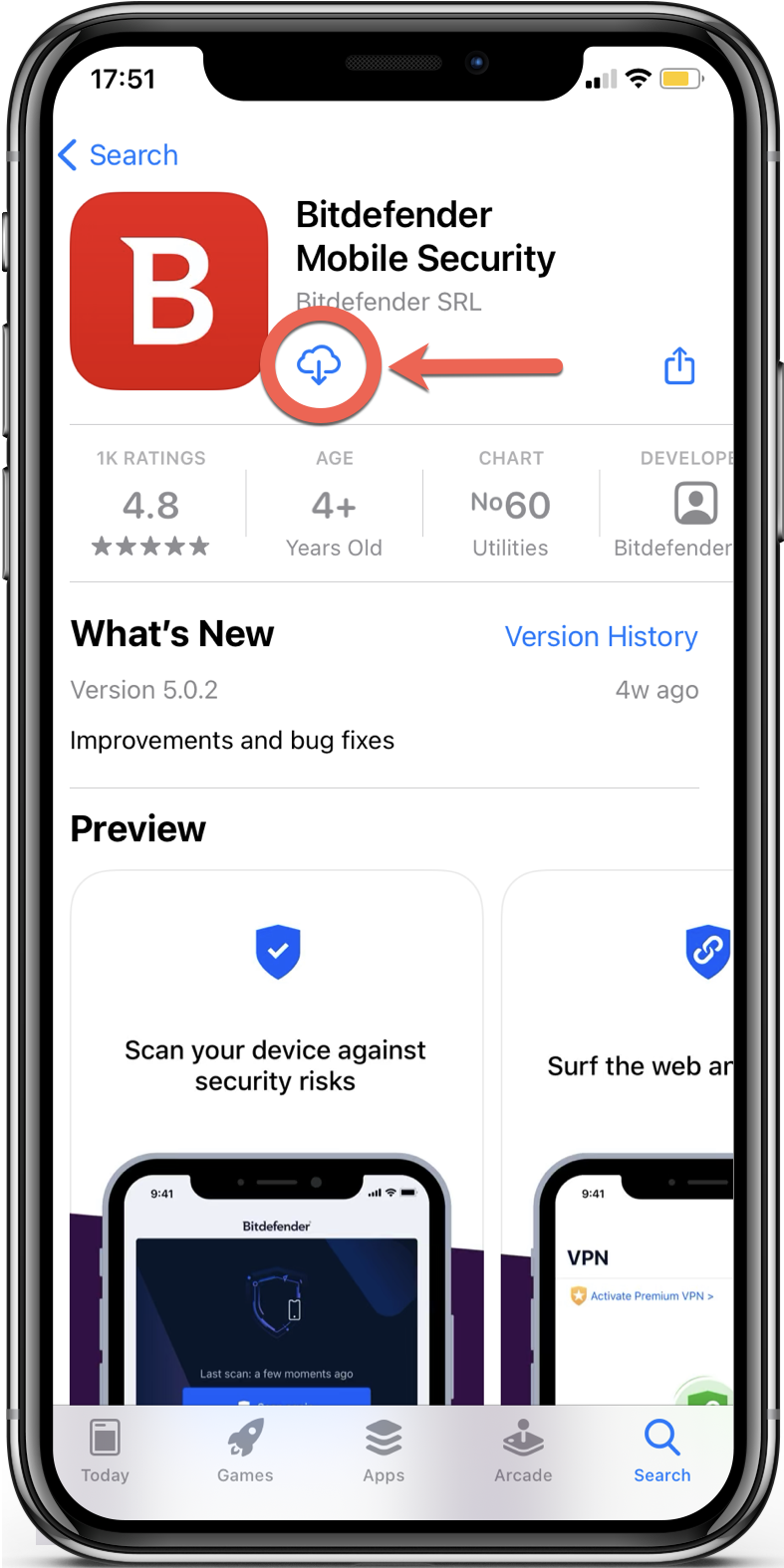 Hur installeras Bitdefender Mobile Security för iOS från App Store