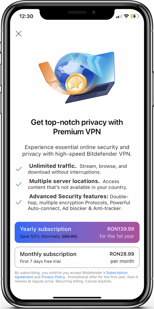Hur man uppgraderar till Bitdefender Premium VPN på iOS