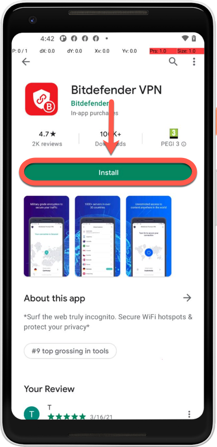 Installerar Bitdefender VPN på Android från Google Play