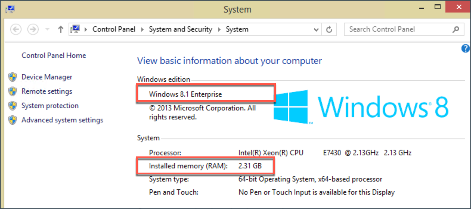 Kontrollera systemkraven - Windows 8.1