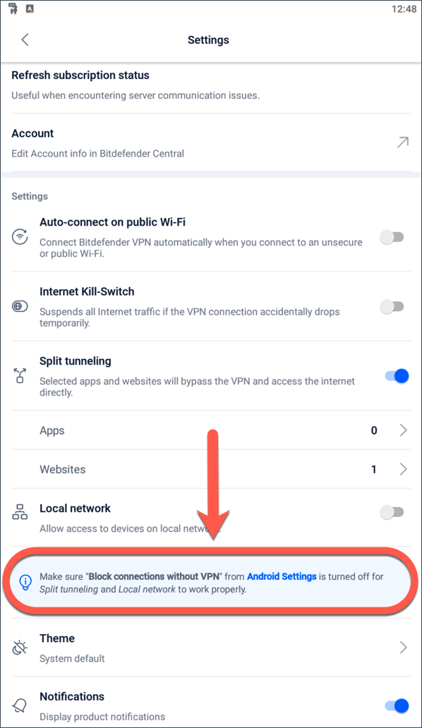 Vad gör du om en App inte fungerar med Bitdefender VPN? - Split Tunneling, Android