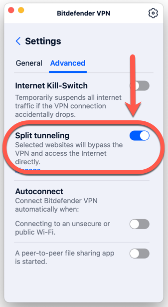 Kan du inte komma åt en webbplats när Bitdefender VPN är aktiv? Mac