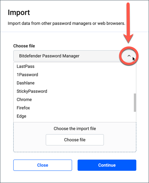 Så här importerar du lösenord till Bitdefender Password Manager